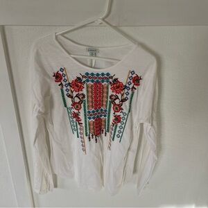 Sundance Women's Medium Embroidered Cotton Long Sleeve Blouse.
